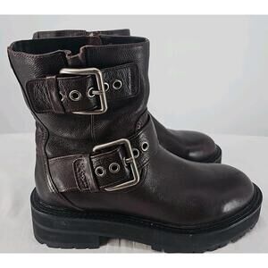 Kurt Geiger London Women's Hackney Biker Boot US 8 Brown NWOB